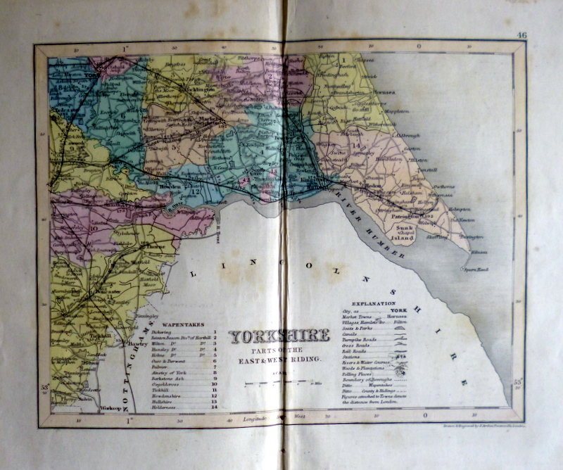 Yorkshire Parts of the East & West Riding. Simon Hunter Antique Maps