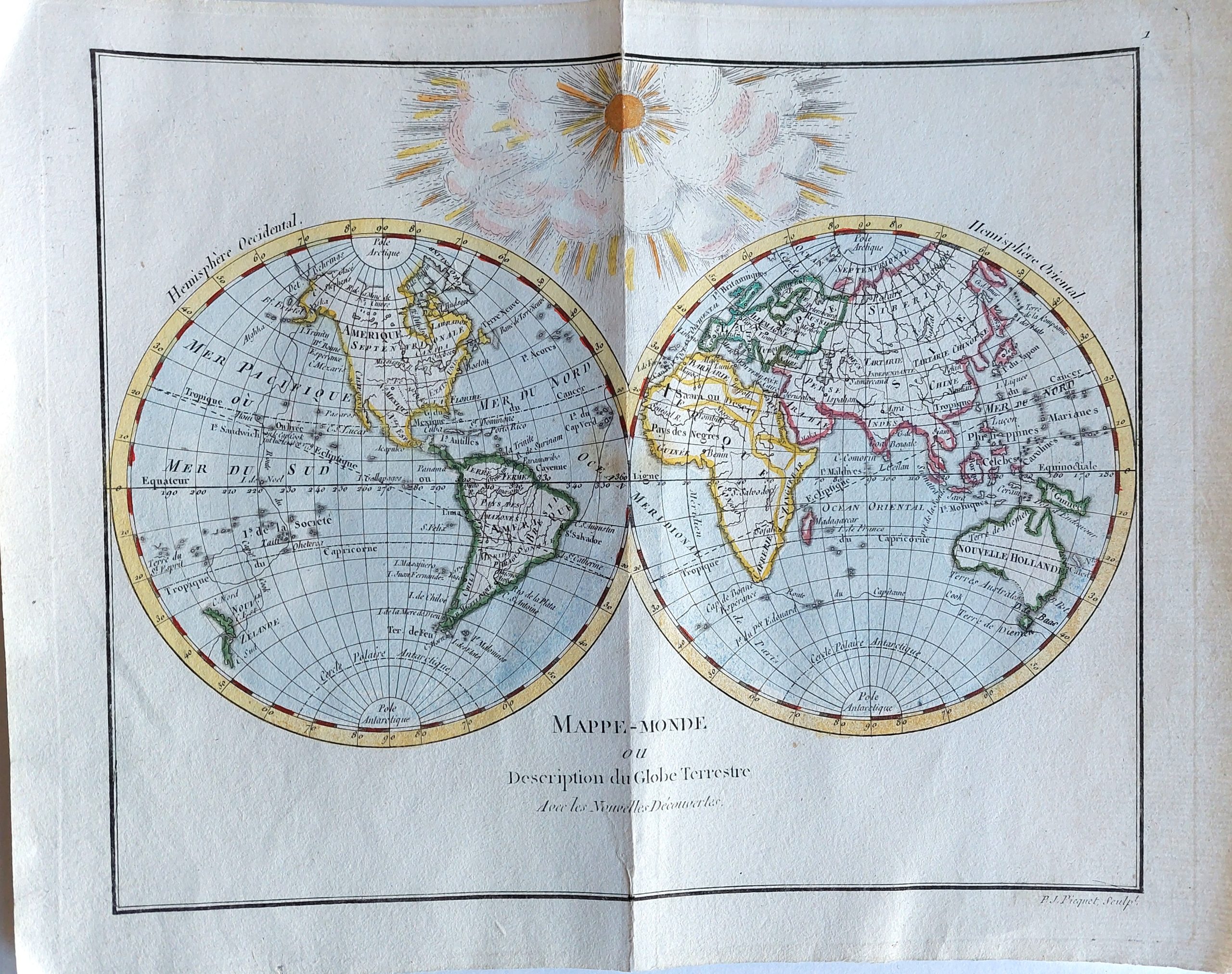 Mappe-Monde ou Description du Globe Terrestre Avec les Nouvelles Decouvertes.